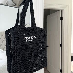 Prada Black Crochet Tote Bag